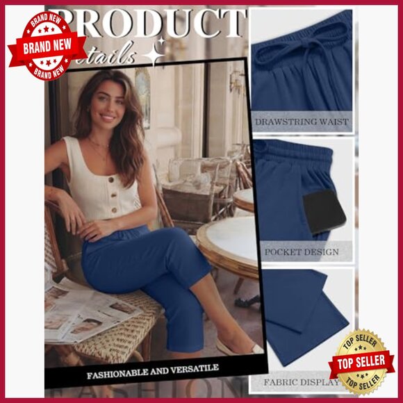 4 Pack Wide Leg Yoga Capri Sweatpants Drawstring Lounge Pants with Pockets - Picture 4 of 7